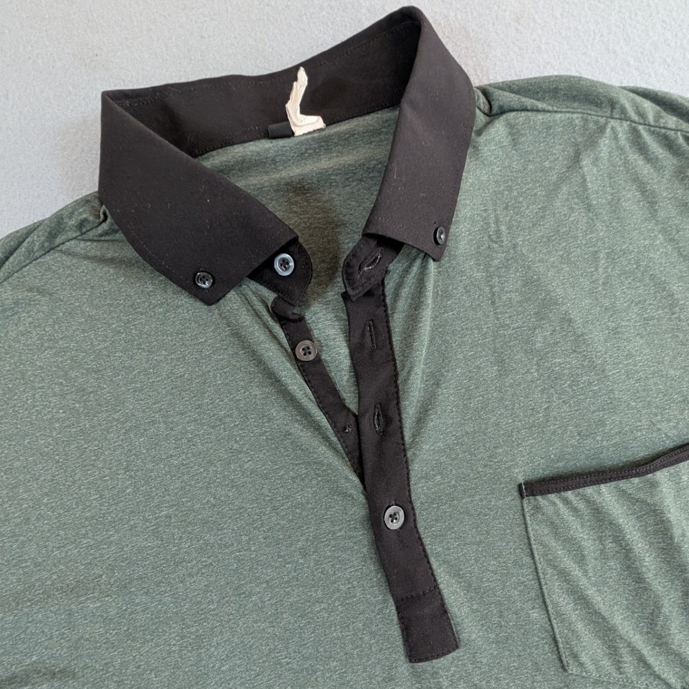 State & Liberty Polo Shirt Mens XXL Green Short Sleeve Stretch Golf Pocket‎